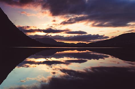 HD Wallpaper Body Of Water Landscape Sunset Lake Sky Reflection Silhouette Wallpaper Flare