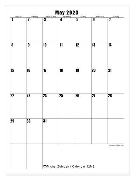 May 2023 Printable Calendar 52ms Michel Zbinden Ca