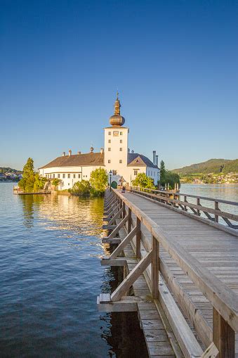Schloss Orth At Sunset Gmunden Austria Stock Photo Download Image Now
