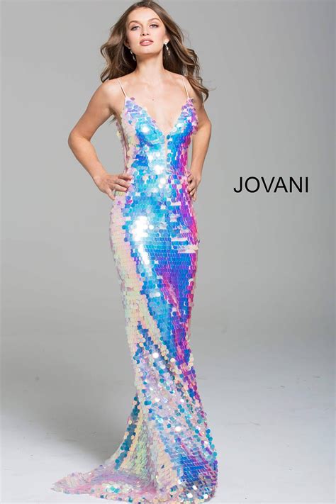 jovani 59838 pink long fitted iridescent pailettes plunging neck prom dress prom dresses