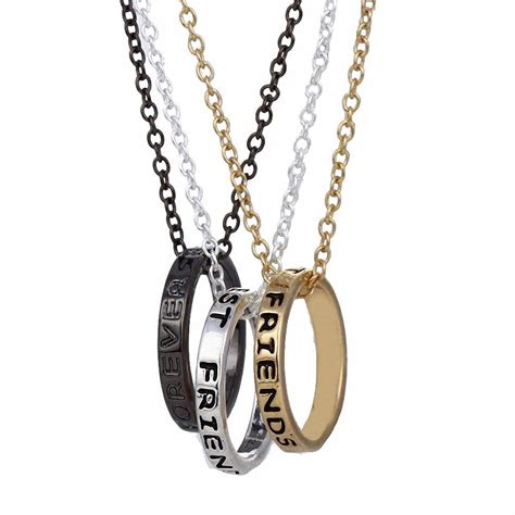 Sobly Jewelry Set Of 3 Best Friends Forever Necklace Engraved Ring