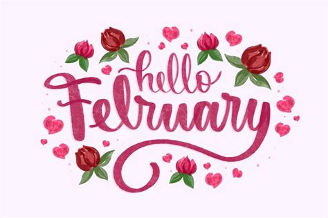 Free Vector Watercolor Hello February Lettering