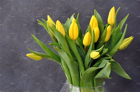 Elegant Yellow Tulips Bouquet Containing Yellow Tulips And Bouquet
