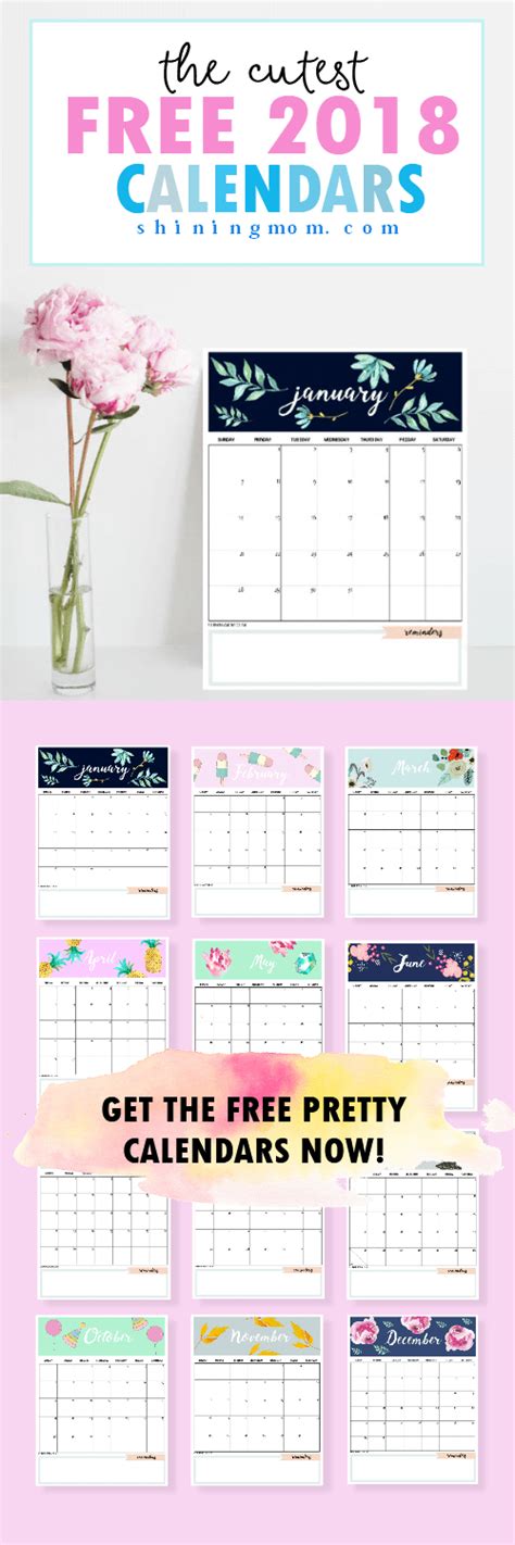Calendar 2018 Printable 12 Free Monthly Designs To Love