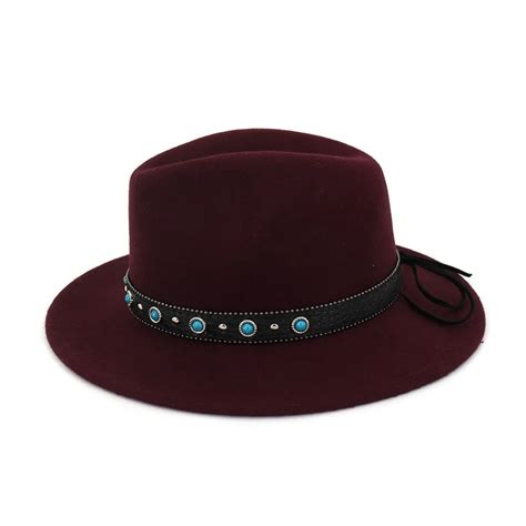 7cm Flat Brim Vintage Wool Felt Cowboy Fedora Hat Buy Flat Brim Felt