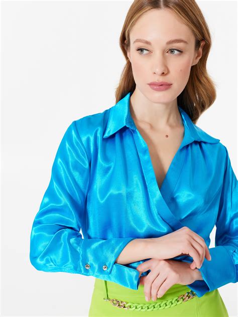 Bodysuit Blouse In Wet Fabric Electric Blue Blue China Women