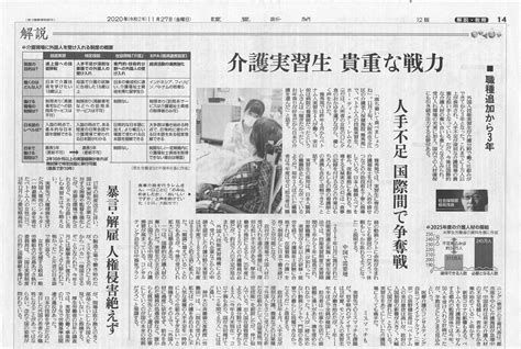 当社がコンサルティングをしている外国人介護技能実習生の記事が読売新聞に掲載されました。 株式会社アイメイドアルファ