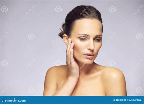Woman Caressing Her Beautiful Skin Stock Image Image Of Model Caucasian 35297001