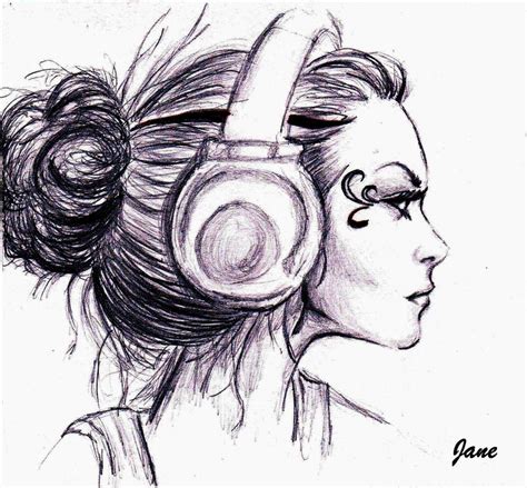 Girl With Headphones By Jane Slash On Deviantart