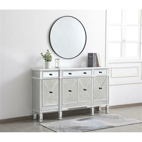 Elegant Lighting Elegant Decor Antique White Cabinets Buffet Mirror