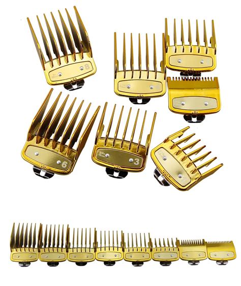 8pcsset Luxury Gold Guides Comb Universal Hair Clipper Limit Comb