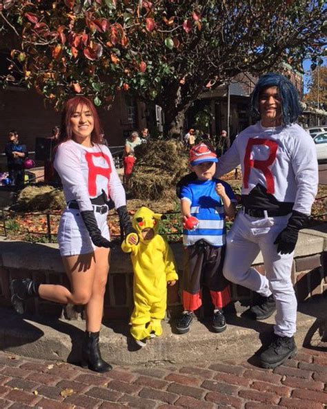While a lot of what i used i bought online, this. Team Rocket with Ash & pikachu Family Halloween costume | Halloween costumes for family, Family ...