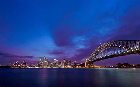 Sydney Australia Harbour Bridge The Bay Of Port Jackson Night City