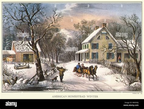 American Homestead Winter Stock Photo Alamy