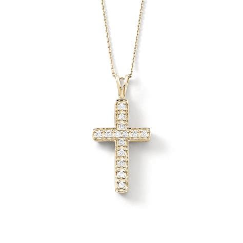 Simple Diamond Cross Pendant 14k Yellow Gold Fortunoff Fine Jewelry
