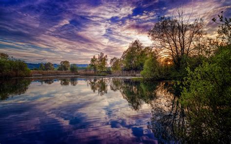 Wallpaper Sunlight Landscape Forest Sunset Lake Water Nature