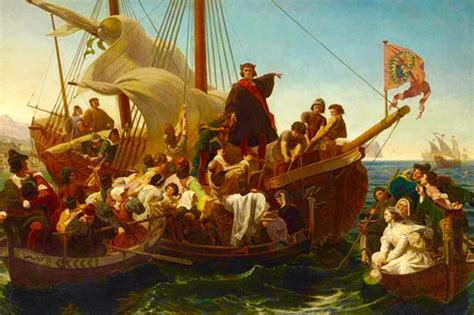 Cristóbal Colón Partiendo De El Puerto De Palos Conquistador Santa