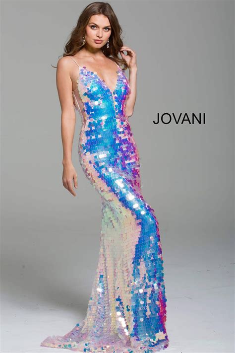 Jovani 59838 Pink Paillette Spaghetti Straps Prom Dre Prom Dresses