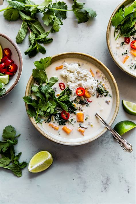 Vegan Thai Coconut Soup Easy Tom Kha Gai A Beautiful Plate