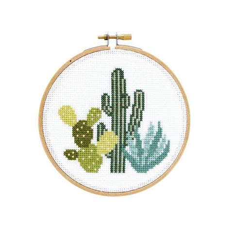 8 in dmc stitches include. DIY Kit, Desert Cactus Cross Stitch Kit