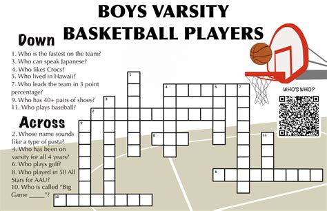 Boys Varsity Basketball Players Crossword The Claw
