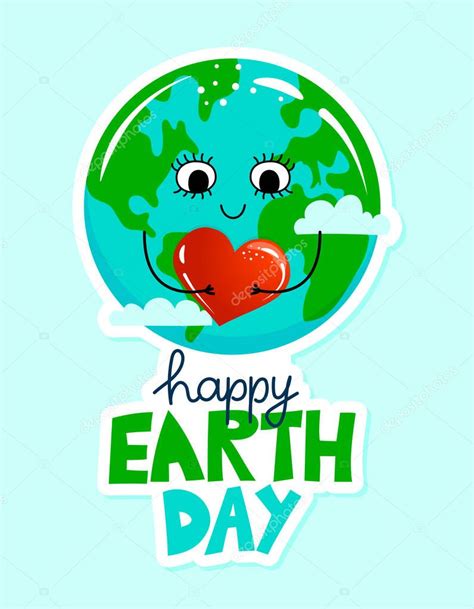Feliz Día De La Tierra Planeta Tierra Kawaii Dibujo Con Pastel De