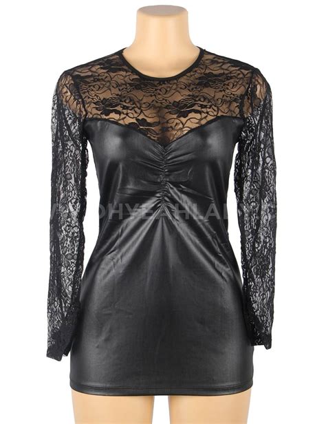 plus size black leather lingerie dress ohyeah