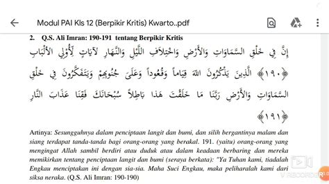 Belajar Surah Ali Imran Ayat 190 191 Beserta Artinya Belajar Surah