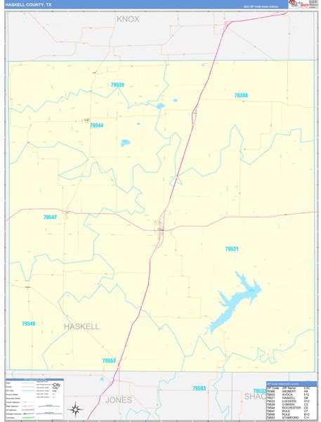 Haskell County Tx Zip Code Wall Map Basic Style By Marketmaps Mapsales