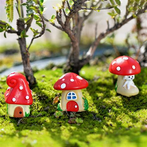 Fairy Garden Miniatures Home Decorations Kawaii Mini Mushroom House
