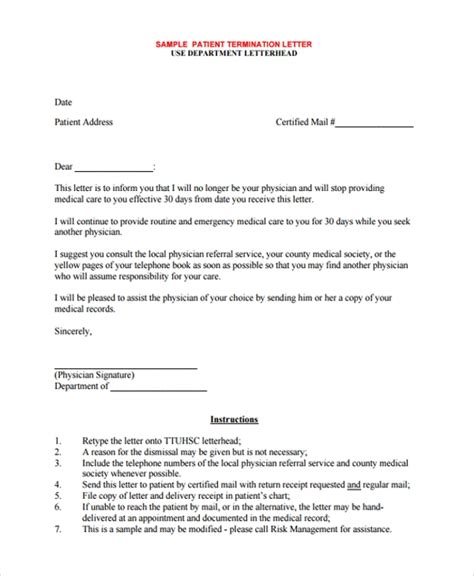 Labace Sample Of Patient Dismissal Letter From Practice Riset