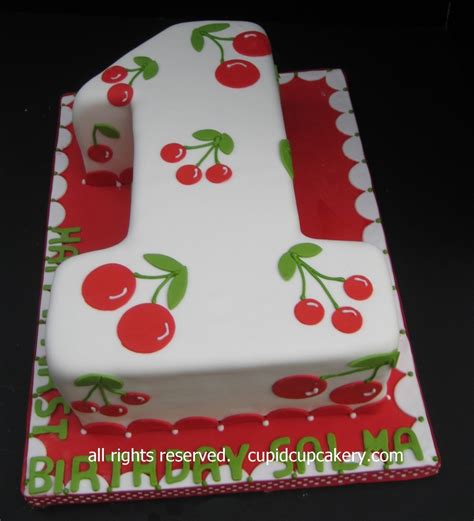 Cherry Theme Number 1 Birthday Cake