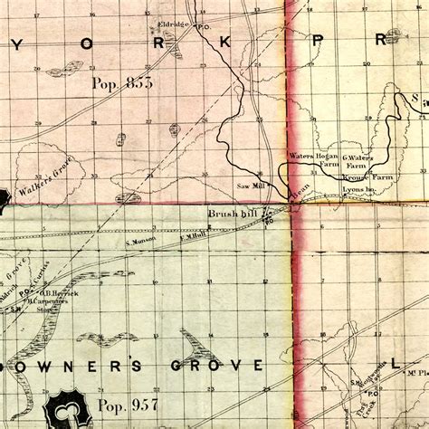 Vintage Map of Kane County, Illinois 1851 by Ted's Vintage Art