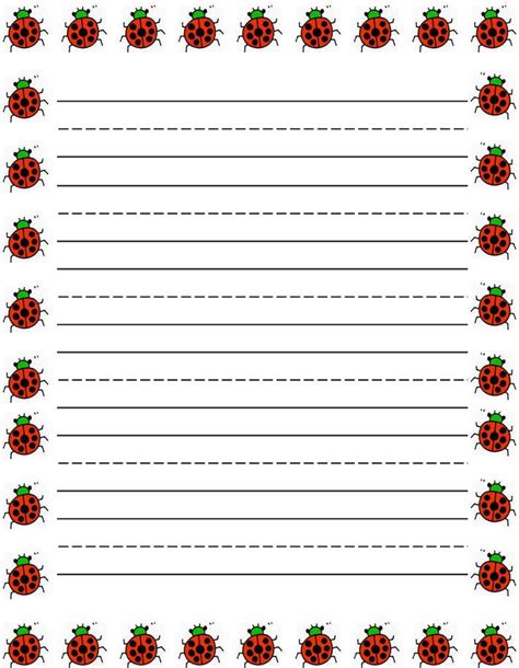 Ladybugs Free Printable Stationery For Kids Primary Lined Ladybug