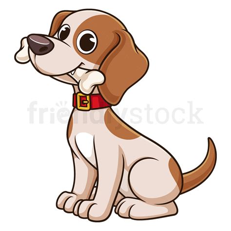 Cartoon Dog Biting Bone Clipart Vector Image Friendlystock