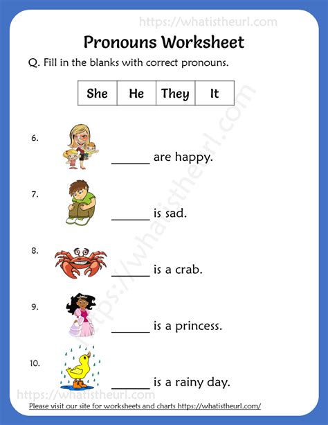 Pronouns Worksheets Your Home Teacher