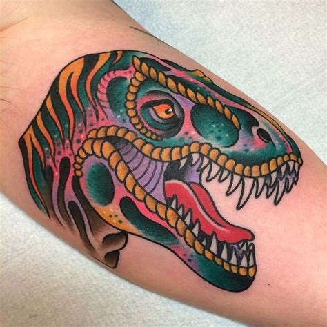 Hugedomains Com Traditional Tattoo Dinosaur Tattoos Left Arm Tattoos