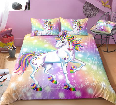 Glittering Rainbow Unicorn Bedding Set Unilovers
