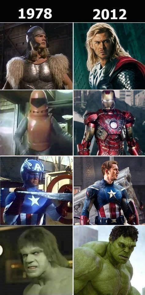 Superheroes Then And Now Marvel Marvel Memes Superhero