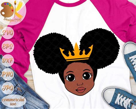 Download Black Girl SVG | Afro Girl with Crown SVG | Cute Black Kid ...