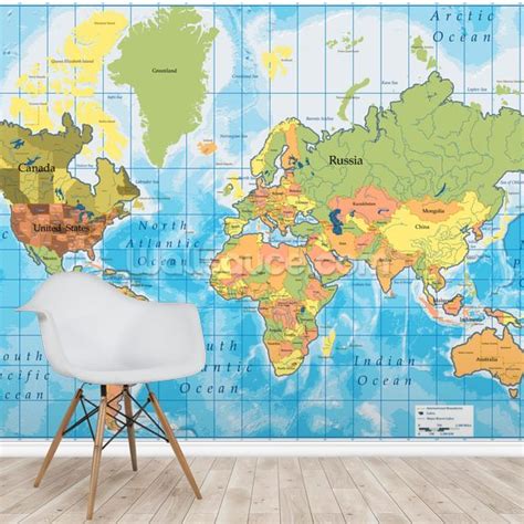 World Map Wallpaper Mural Wallsauce Us