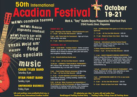 Calendar International Acadian Festival