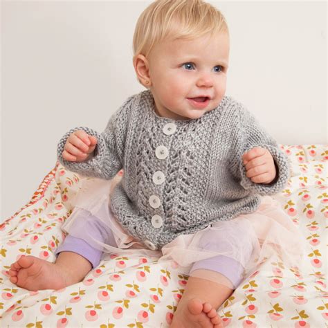 Free Knitting Pattern For A Lace Baby Cardigan Sizes 6 Month To 5