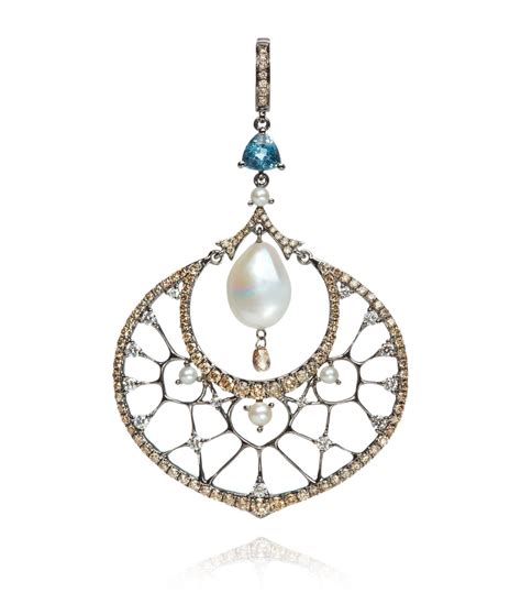 Annoushka White Gold Diamond And Pearl Pendant In Silver Modesens