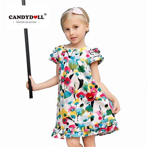 Candydoll Summer Baby Girls Dress Children Cotton Costume Graffiti