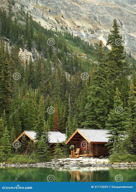 Wooden Cabins At Lake Ohara Yoho National Park Canada Royalty Free