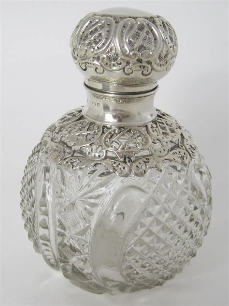 Decorative Late Victorian Silver Mounted Perfume Bottle Per P05701