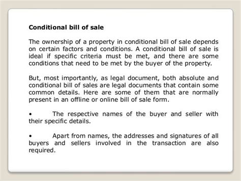 The Generic Details About An Absolute And Conditional Bill Of Sale