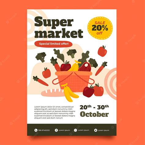Free Vector Hand Drawn Supermarket Poster Template