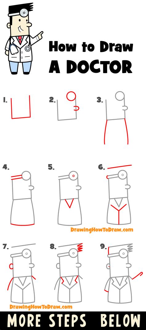 How To Draw A Cartoon Doctor With A Stethoscope Easy Step By Step
